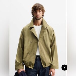 Men's Olive Trench Jacket-size S-M